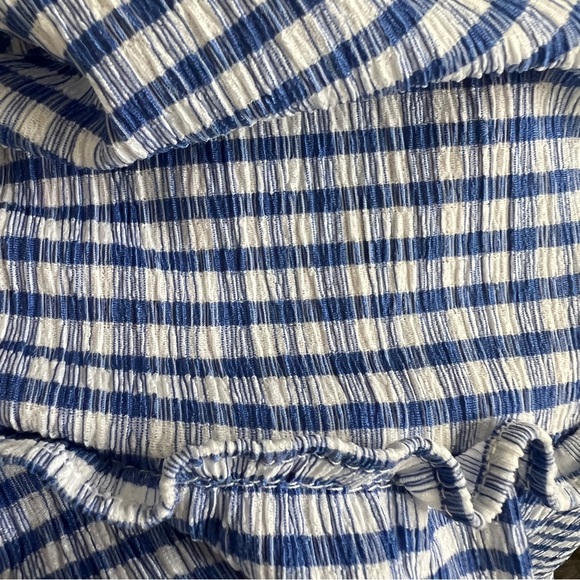 Max Studio Womens Size M Cottagecore Blue Gingham Midi Dress Smocked Waist  NWT - Picture 3 of 7
